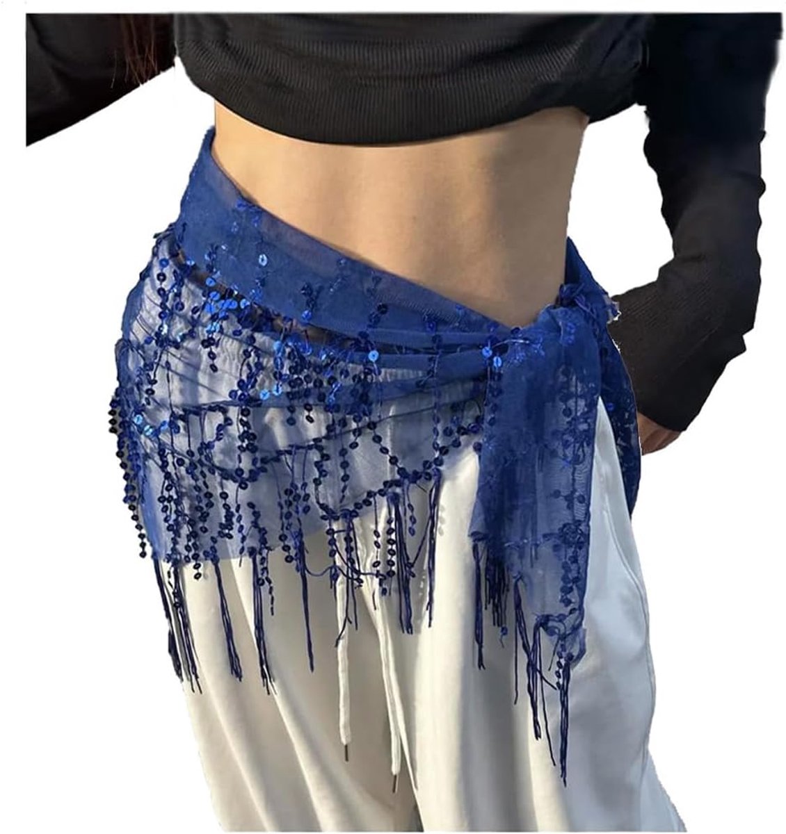 heupdoek met pailletten riem heupsjaal rok wrap heupdoeken glitter pailletten buikdans kostuum heupdoek accessoires voor vrouwen en meisjes donkerblauw