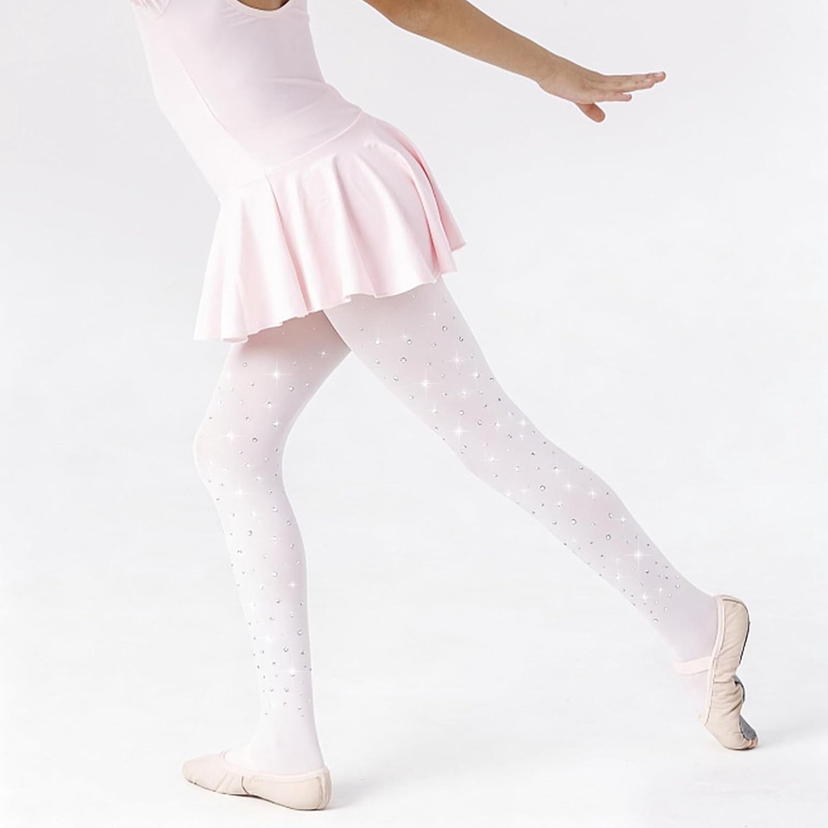 60 denier semi-transparante glinsterende strass balletpanty, thermisch gevoerde legging voor kinderen