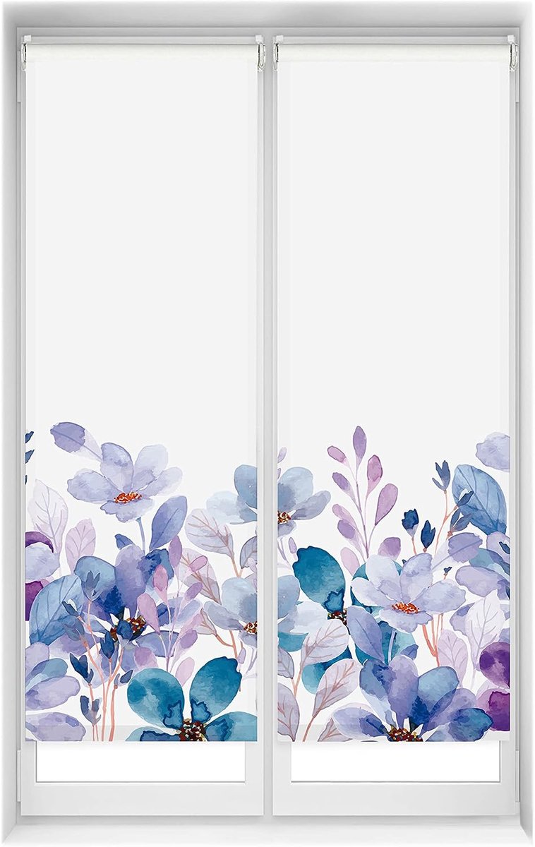 Easy Pack 2 rolgordijnen bedrukt zonder boren - lichtdoorlatend rolgordijn digitale druk Purple Garden, 55 x 150 cm (B x H) stofgrootte 52 x 145 cm 2 stuks