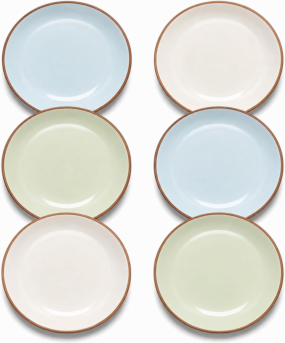 Dinerborden, 25,4 cm Krasbestendige Keramische Borden, Pastaborden en Saladeborden voor Hoofdgerechten, Vaatwasser- en Magnetronbestendig, Koele Kleuren
