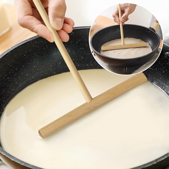 2 stuks crêpes spatel, 1 kwast, applicator van crêpehout, accessoires voor het maken van crêpes, crêpes, galettes — afbeelding 4