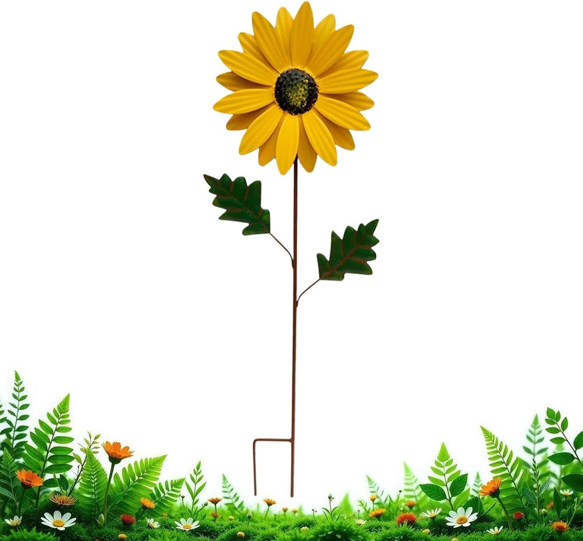 Bloemensteker, metaal, zonnebloemen, kleurrijke kunstdecoratie, ijzer, bloemensteker, metaal, voor buiten, voor achtertuin, bloembed, gazon, pad, balkon