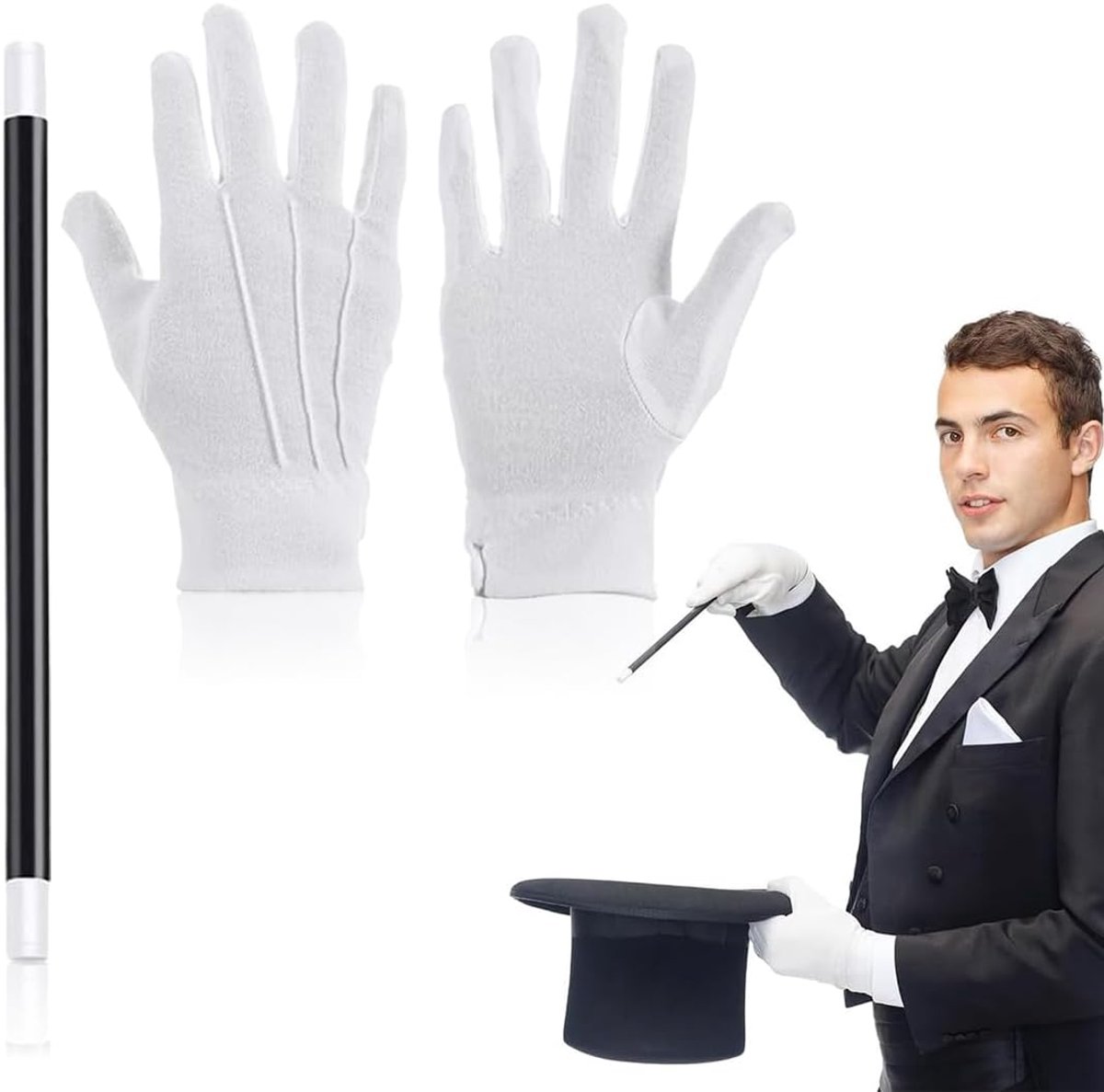 Tovenaarstokjes voor kinderen, toverstaf voor kinderen, toverstaf, zwart en wit, magische plastic magische magische magische toverstokjes voor Halloween, verjaardag, feest, maskerade met witte