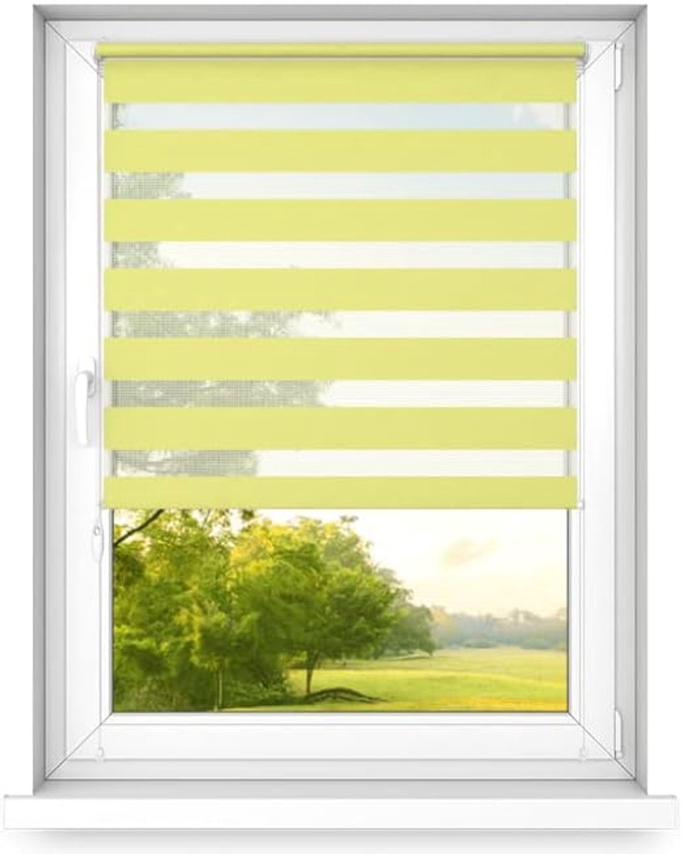 Dag en nacht dubbel rolgordijn mini - raamrolgordijn dag en nacht - rolgordijn zonder boren - zonwering - rolgordijnen voor slaapkamers - 800x1400mm – Geel – Linkszijdig