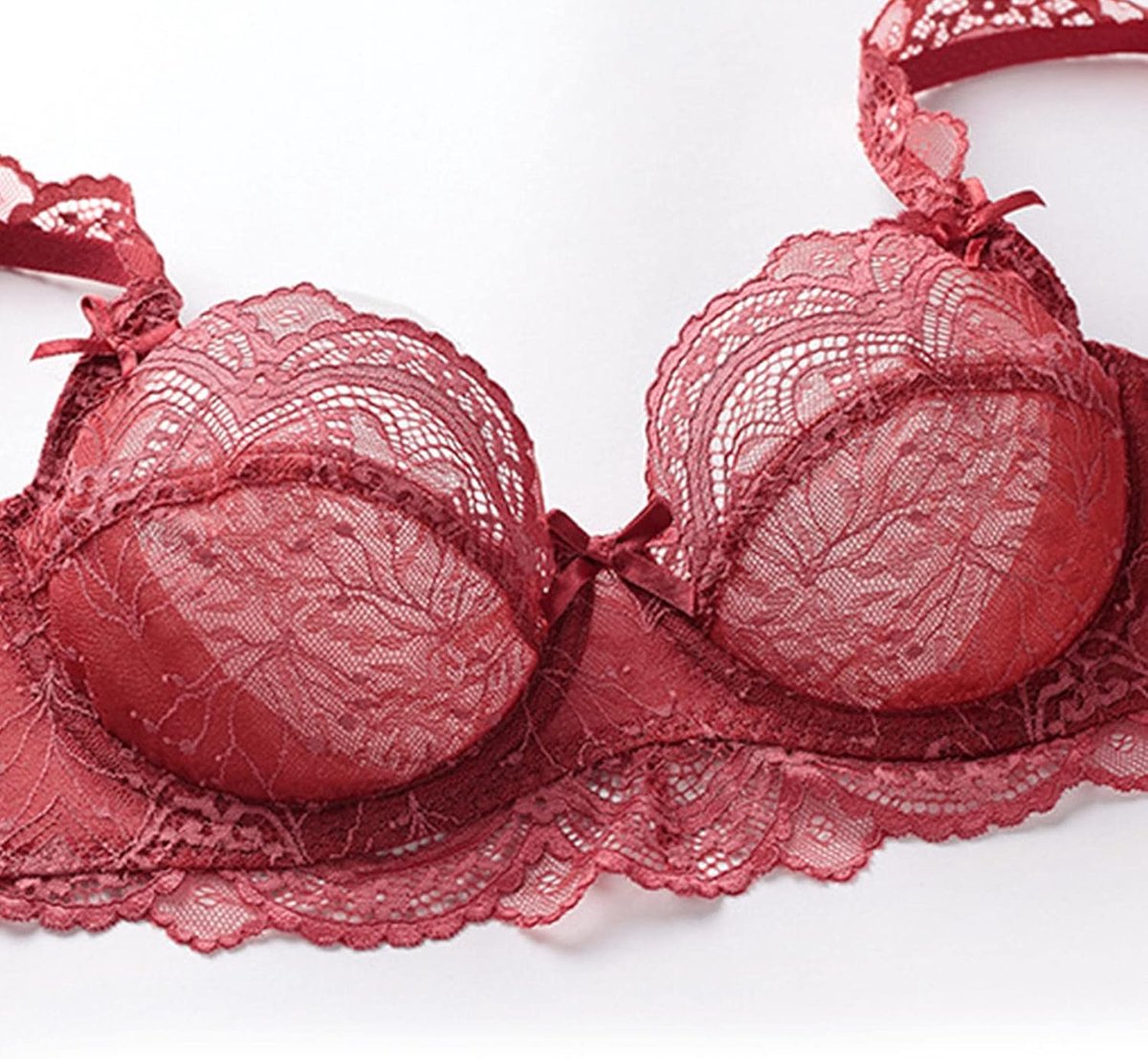 Beha voor dames, grote borsten, kant, sexy ondergoed, beha-set, Felroze, 70B
