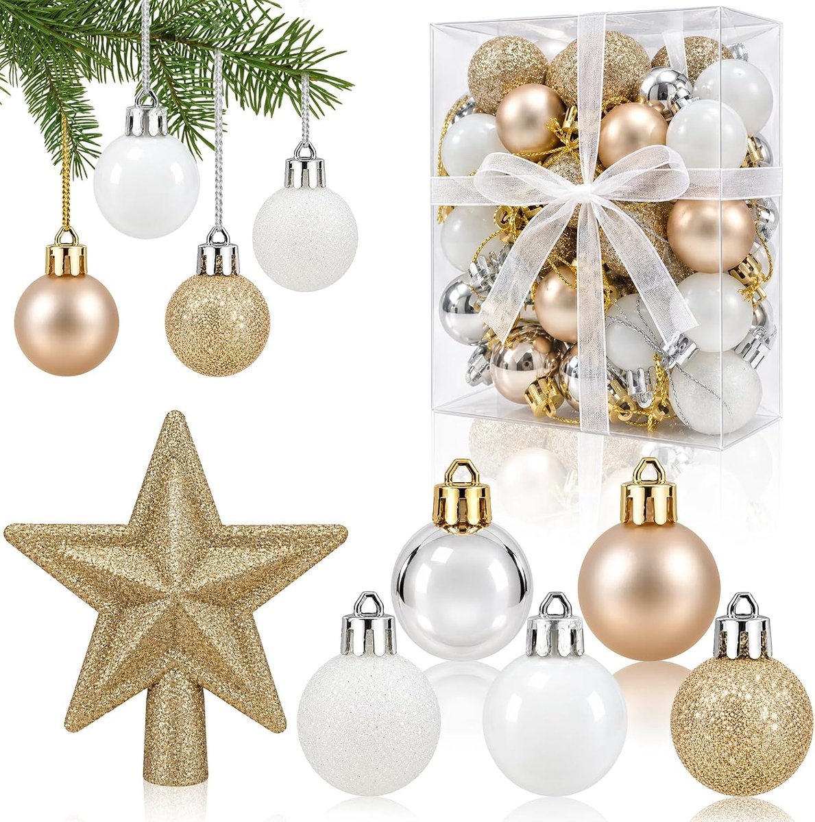 Kerstballen met hanger (zilver)