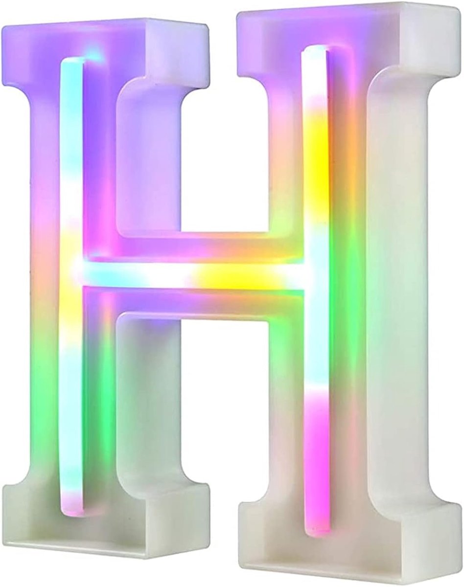 Nachtverlichting voor muur, verjaardagsfeest, Kerstmis, bruiloftsdecoratie, gekleurde letters (H)