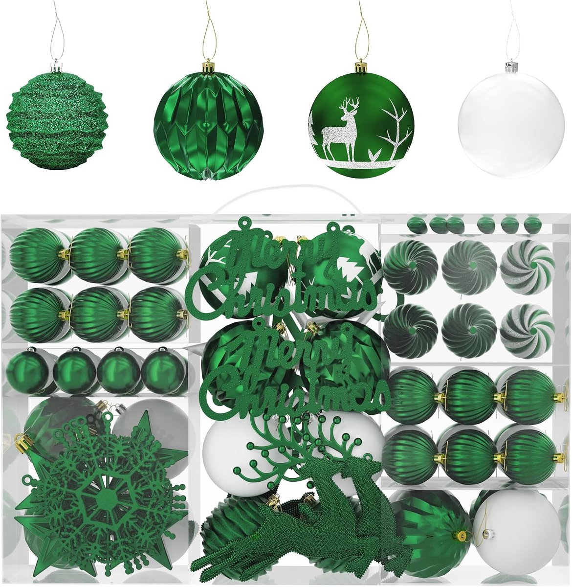 Kerstballen in groen, kunststof ballen voor kerstdecoratie, kerstversiering en decoratieve decoratie