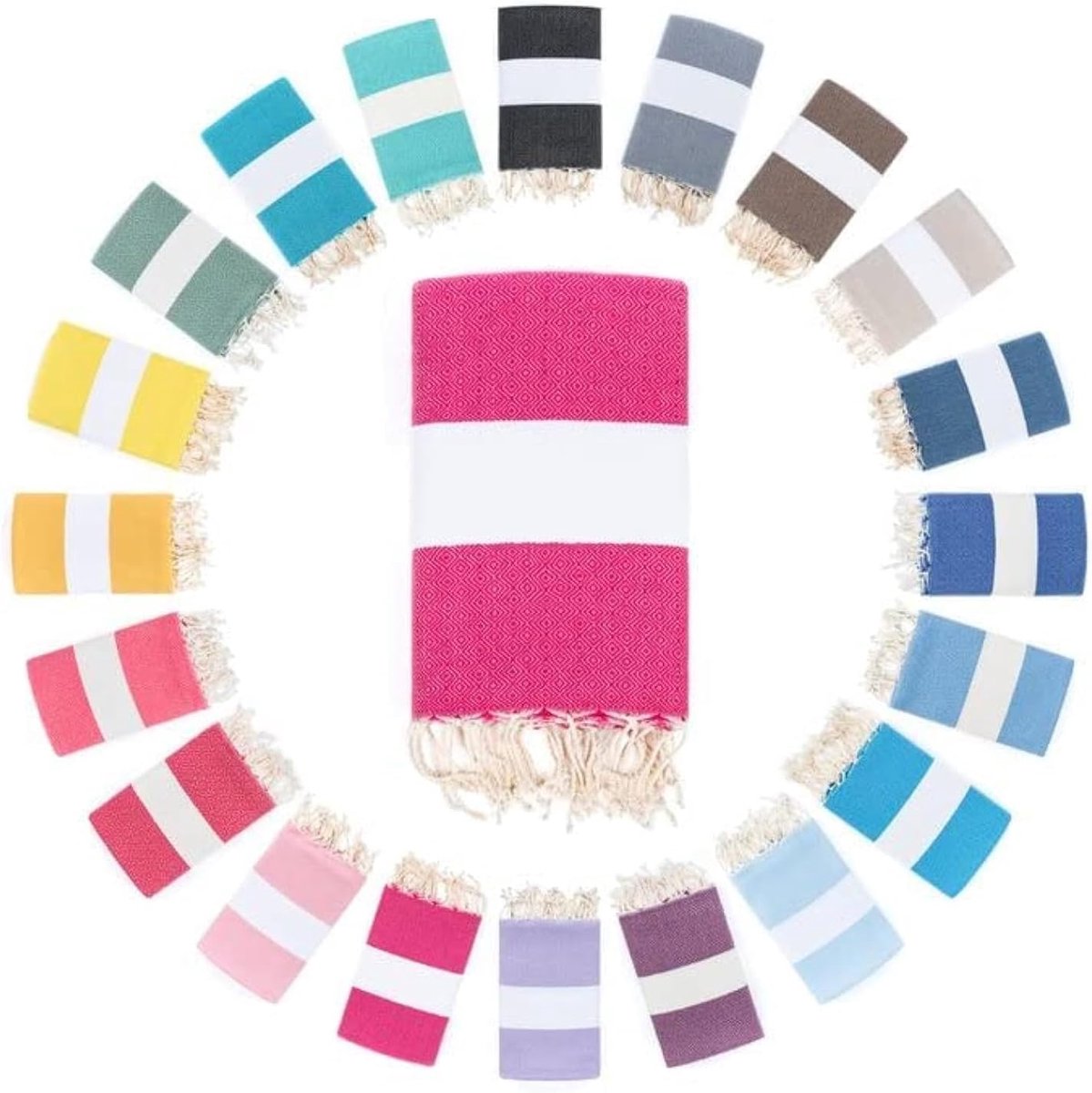 Fouta Hamamdoek - Sauna-, Bad- & Strandlakens XXL 100 x 200 cm - 100% Katoen - Lichtgewicht, Handgemaakt, Zacht, Absorberend - Sprei, Campingdekens, Picknickdeken