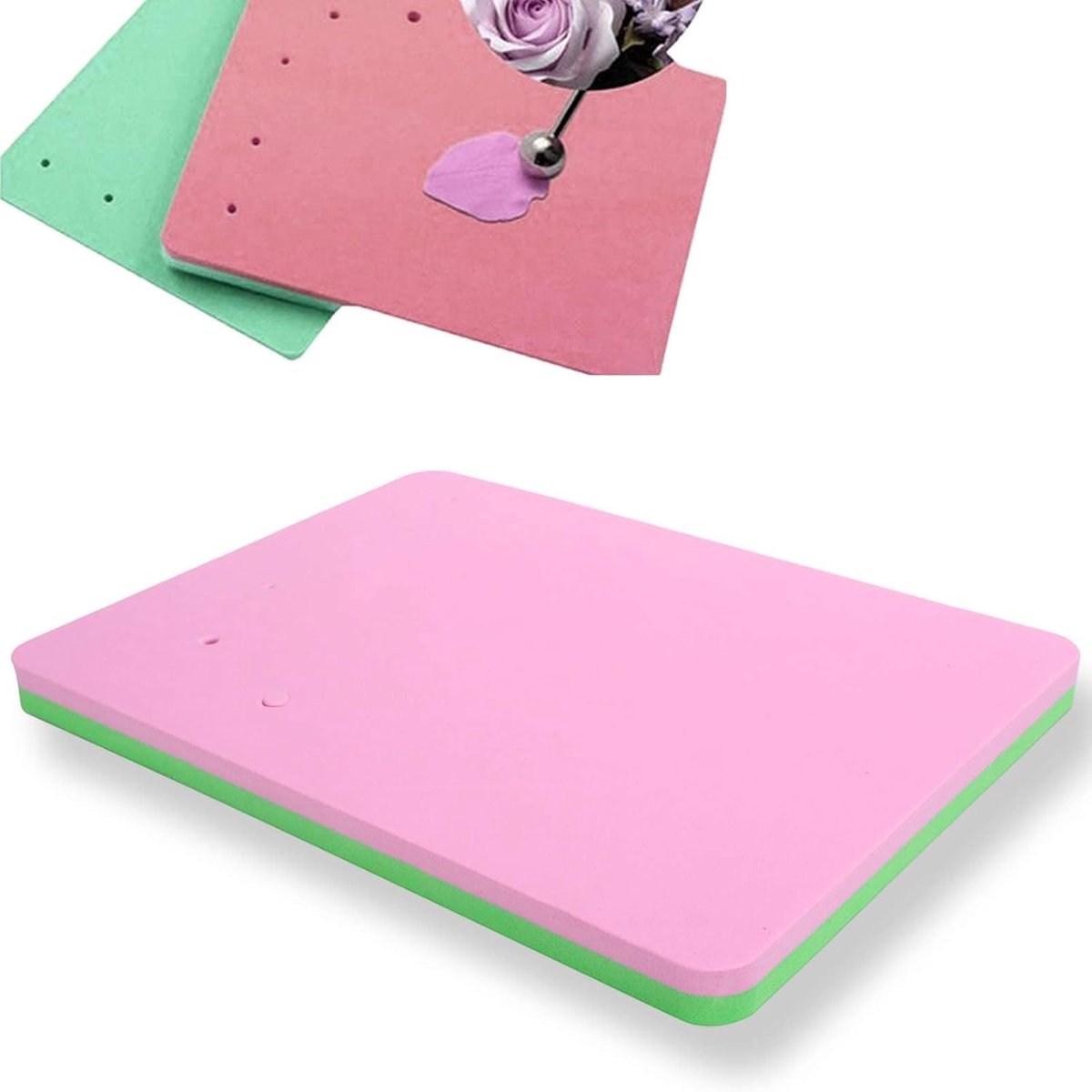 2Pcs Fondant Foam Pad, Rechthoekige Fondant Cake Spons Pad Mat met 5 Gaten Fondant Cake Foam Pad Pasta Fondant Cake Bloem Droogmat