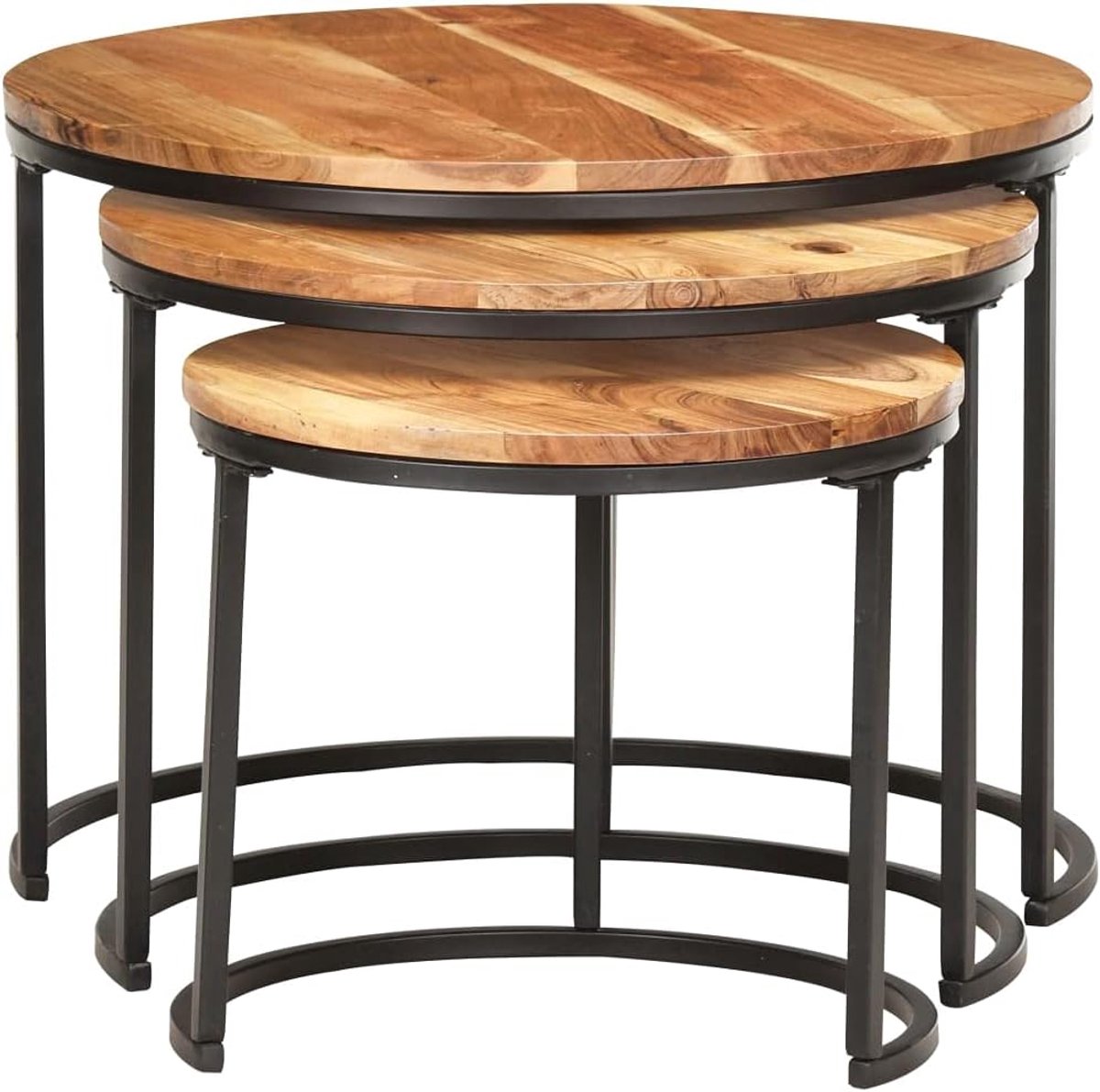 Bijzettafel Decoratie Woonkamer Woonkamertafel Settafels 3 Stuks Massief Hout Acacia Geschikt voor Woonkamer Slaapkamer Kantoor