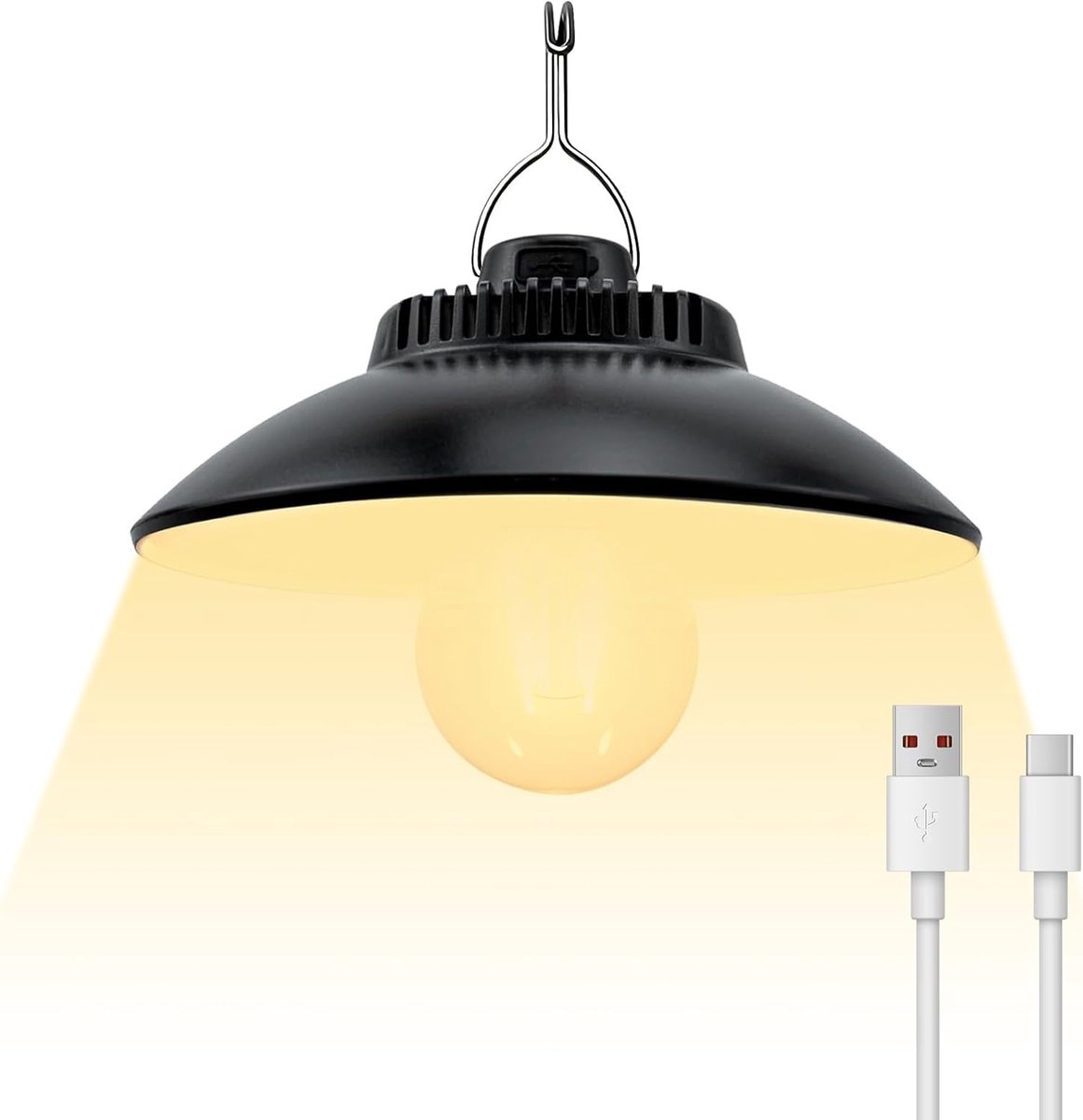 Oplaadbaar, retro campinglamp, draagbare campinglamp met haken, 300 lumen, IPX4 waterdicht, tentlamp voor kamperen, vissen, noodgevallen enz