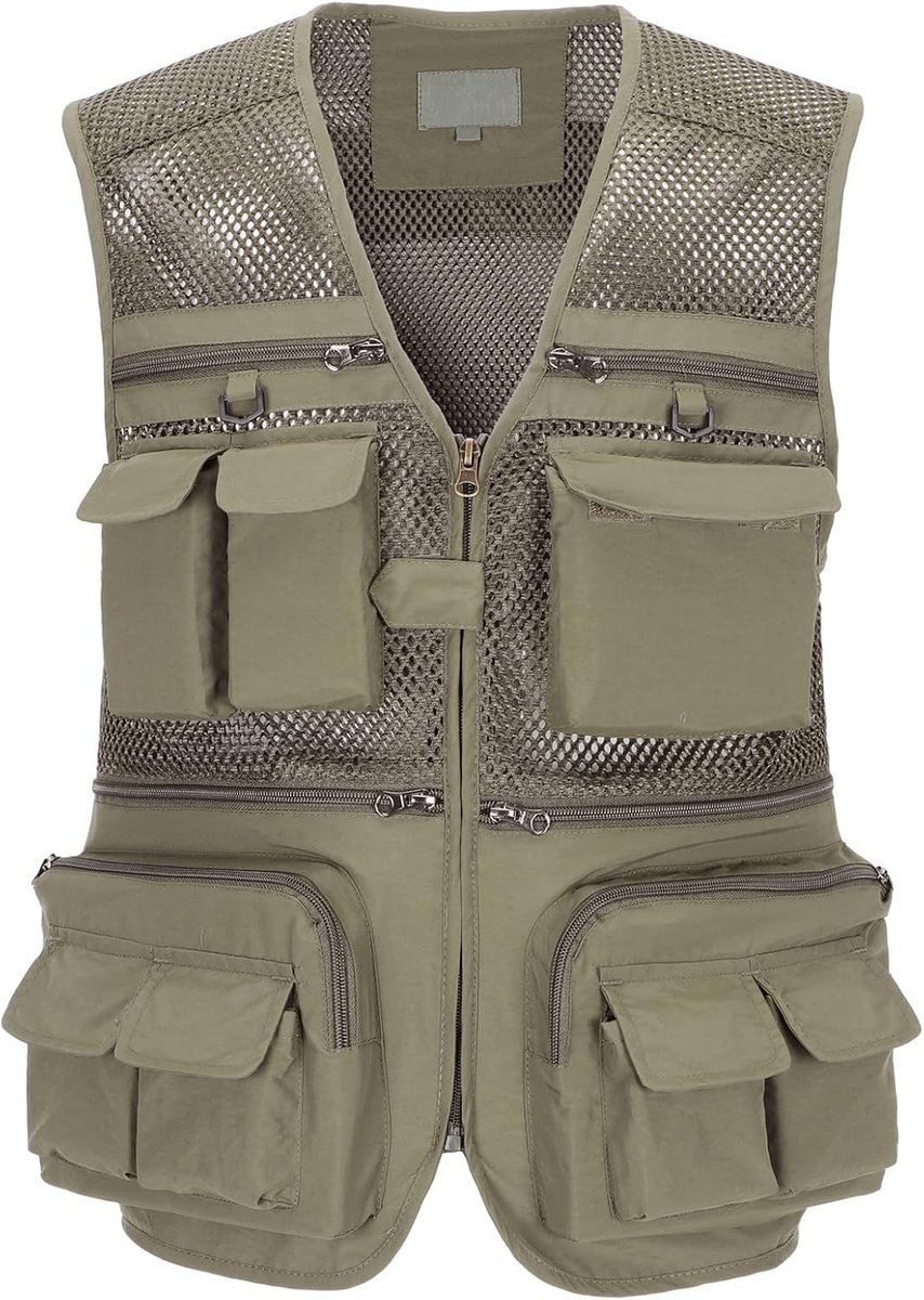 Outdoor Vissen Vest Sneldrogend Casual Gilet Multi Pocket Vest Ademend Fotografie Bovenkleding Mesh Gevoerd Reizen Wandelen Mouwloos Jas Utility Vest