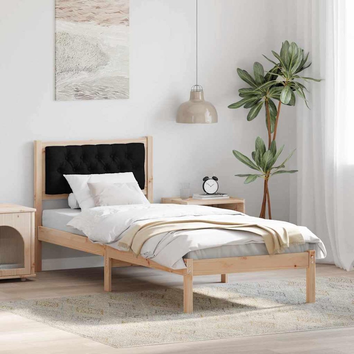 Grenen modern minimalistisch 90 x 190 cm bruin zwart