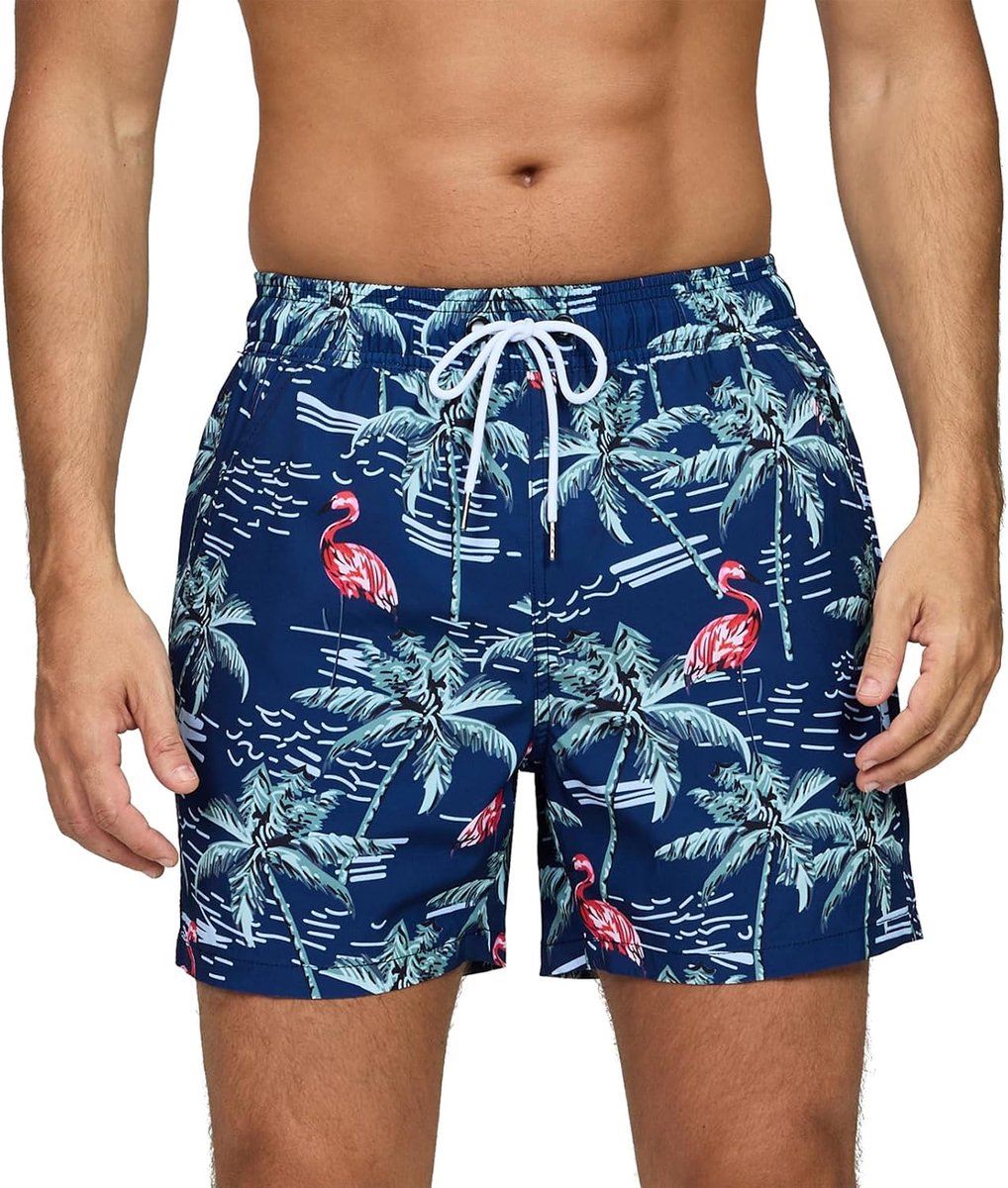 Shorts voor heren met zakken met ritssluiting, ademend, sneldrogend en waterafstotend, zwembroek voor heren met meshvoering en trekkoord