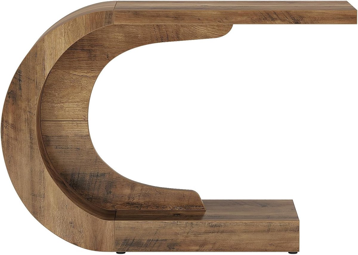Vormige consoletafel 110 cm, haltafel voor entree en woonkamer, MDF tafelblad, bruin, moderne smalle sidetable