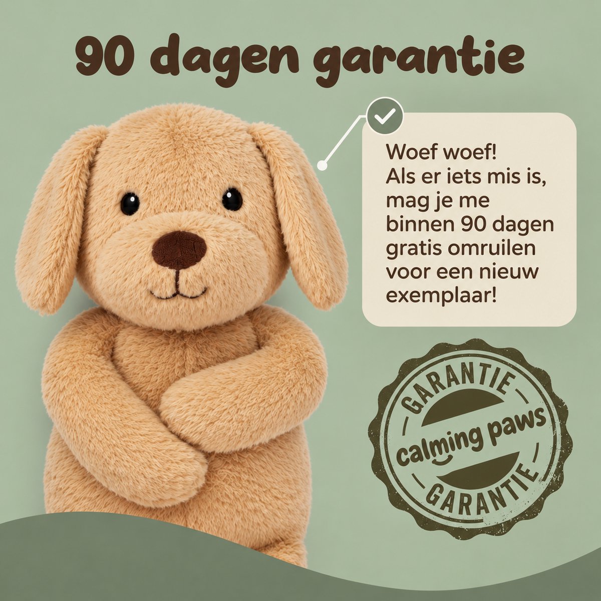 Calming Paws® Verzwaringsknuffel Volwassenen - Hond 60 cm / 3,6 kg - Verzwaarde Knuffel - Zware Knuffel - Slaapknuffel — afbeelding 6