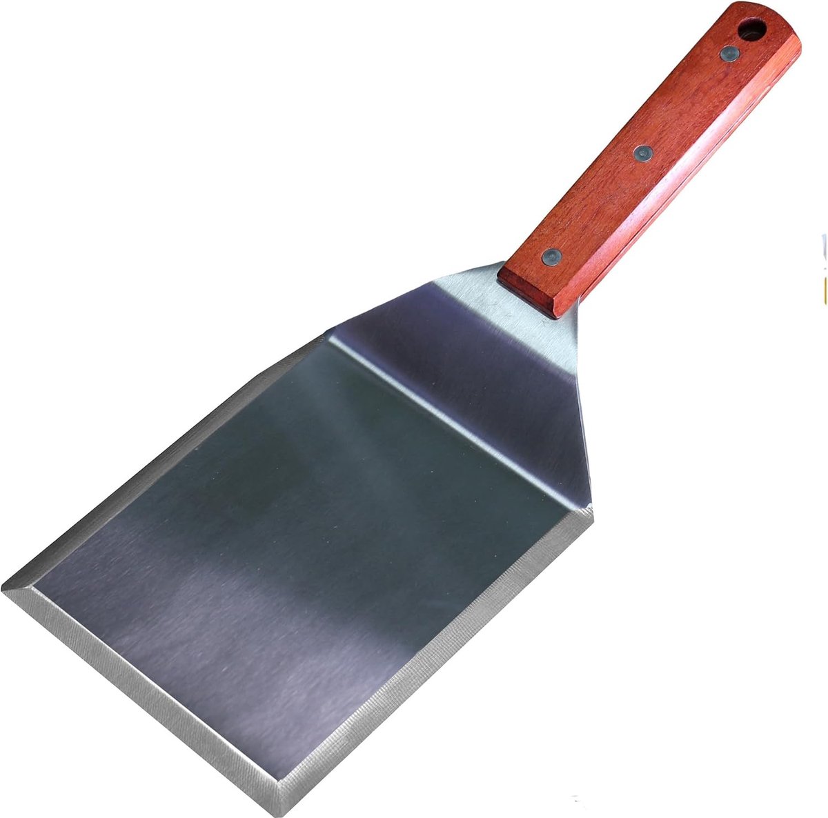 Cuisine Extra brede spatel roestvrij staal met houten handvat voor BBQ platte top bakplaat Blackstone Grill Pannenkoek Smash Burger Tool Hamburger Turner, Heavy-duty 5 x 6 inch roestvrij staal, 0,5
