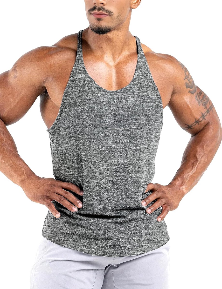 Tanktop voor heren, sneldrogend, elastisch, spiertraining