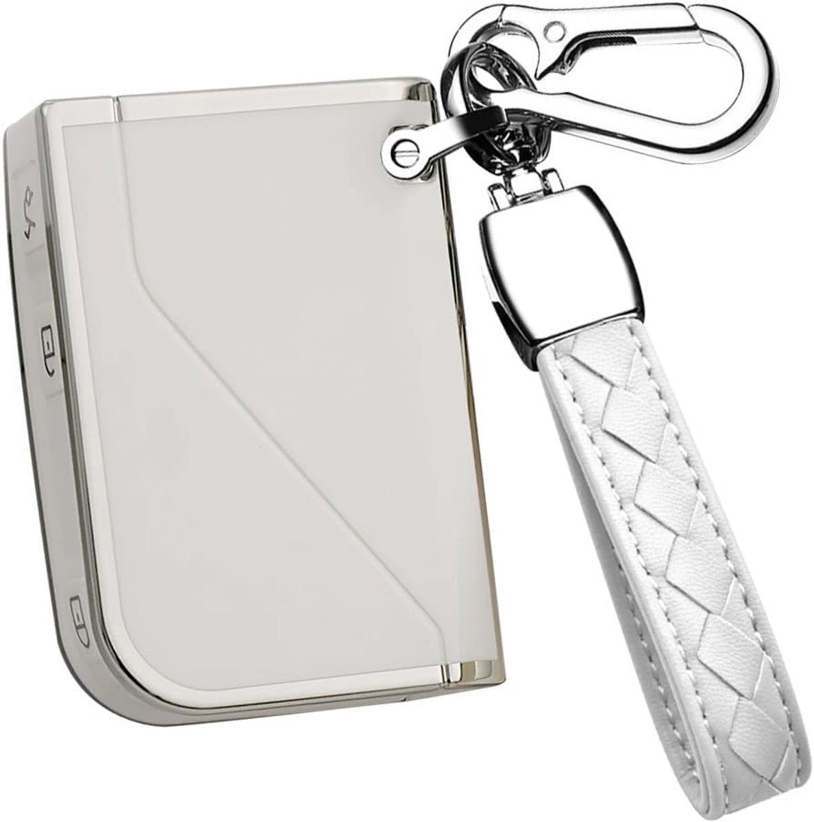 Autosleutelhoes, geschikt voor LYNK, sleutelhoes, siliconen beschermhoes voor LYNK&CO 05 01 02 03 06 09, afstandsbediening met sleutelhanger, 3 knoppen, accessoires, lederen