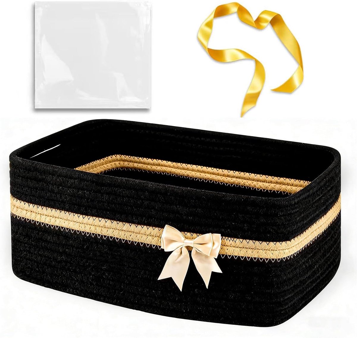 Opbergmand, 34,5 x 25,5 x 15 cm, stoffen mand met handvatten, lege geschenkmand, handdoekorganizer, voor badkamer, slaapkamer, kinderkamer, woonkamer