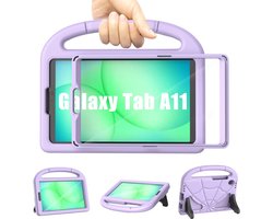 hoes voor Samsung Galaxy Tab A11 8,7 inch 2025/Galaxy Tab A9 8,7 inch 2023 met displaybeschermfolie, Patamiyar stootvast Samsung A11/A9 tablethoes met handgreep en standaard, lichtpaars