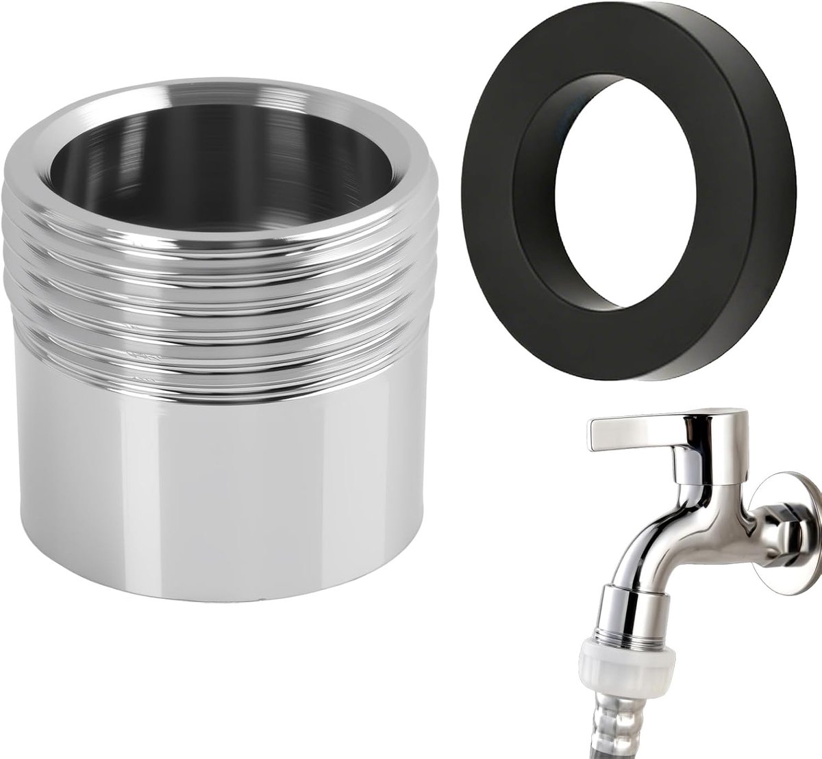 1/2 IG naar 3/4 met robuuste kraanadapter, tuinslangaansluiting, voor vaatwasser, wasmachine, tuin, corrosiebestendig, eenvoudig te installeren