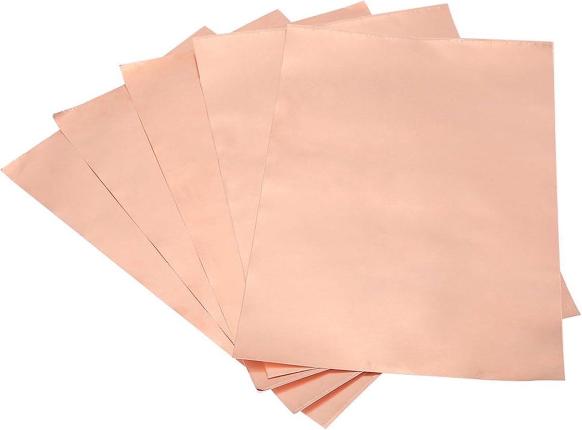 Sterke Koperfolie Tape voor EMI Shielding - 5 Stuks Enkele Zijde Plakband met Geleidende Lijm voor Gitaren - 11.8x7.87 Inch, Ideaal voor Elektronica en Hobbyprojecten