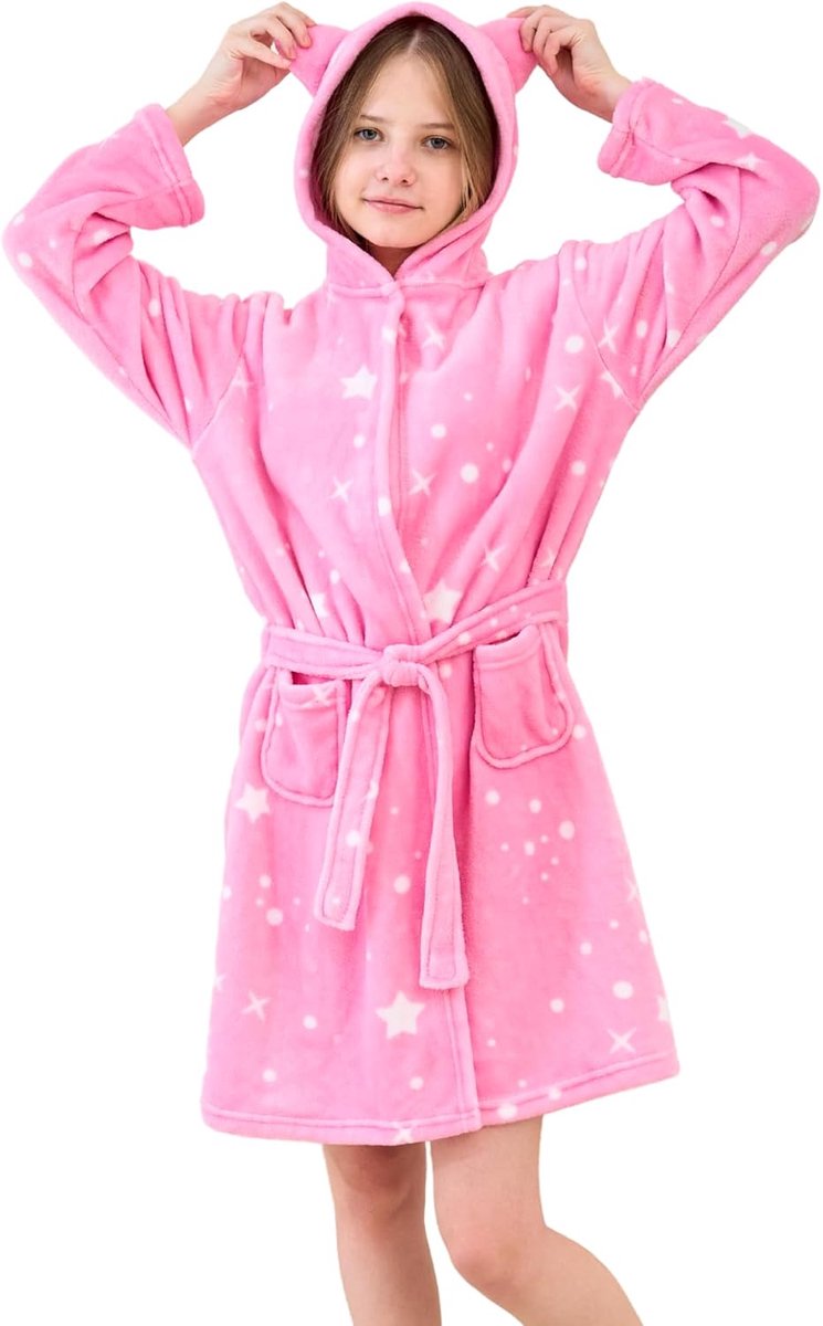 Badjas voor Meisjes Zachte Fleece Badjassen met Capuchon