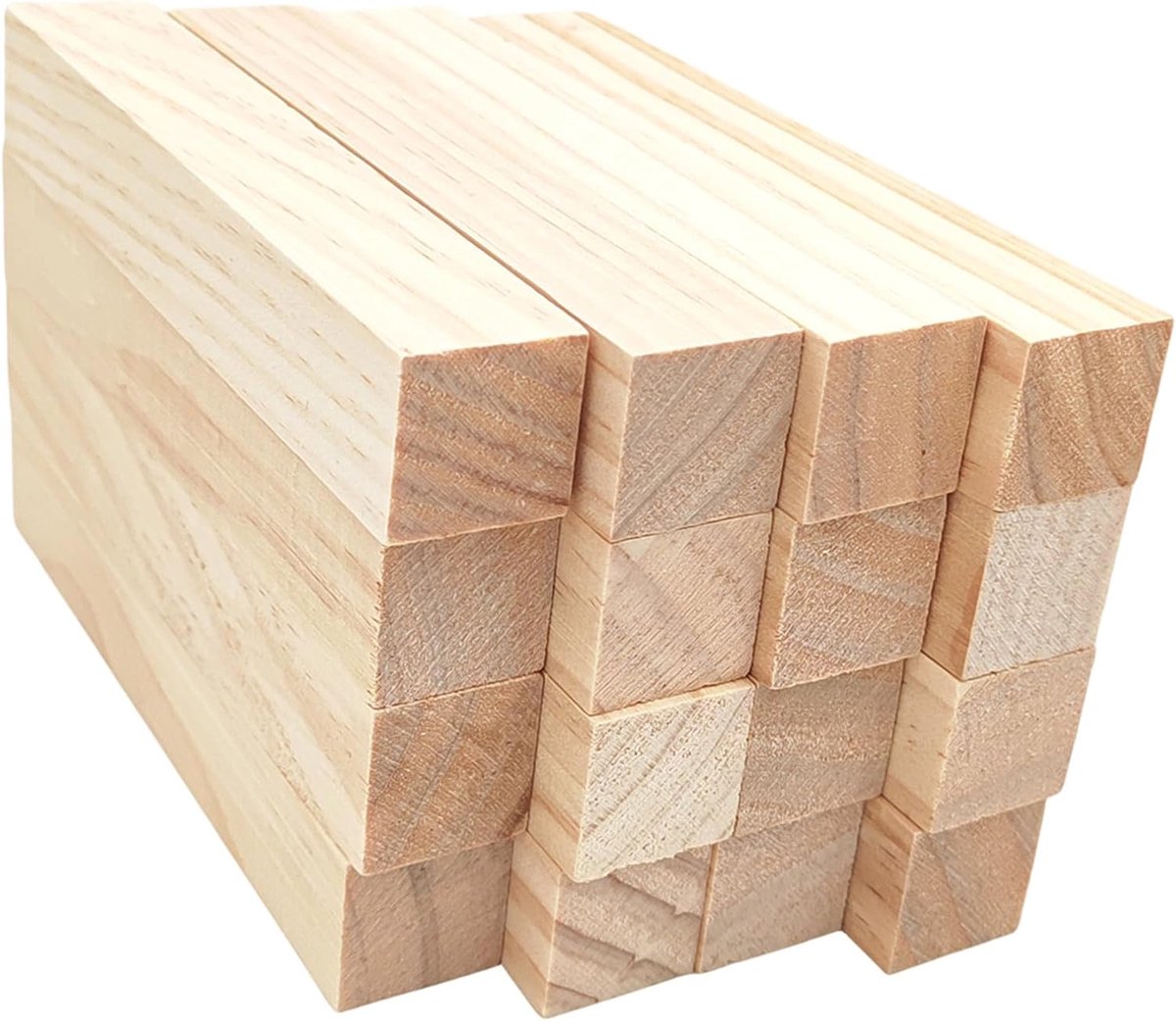 16 STUKS Onvoltooide Houten Blokken voor Snijden, 15x2,5x2,5cm Rechthoekige Houtambachten Kubieke Blokken, Whittling Hout Blanco Blokken voor DIY Snijden