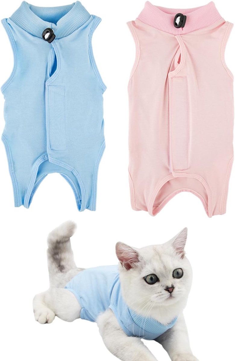 romper voor katten, 2 stuks, sterilisatiekleding, geschikt voor huidziekten van buikwonden na operaties