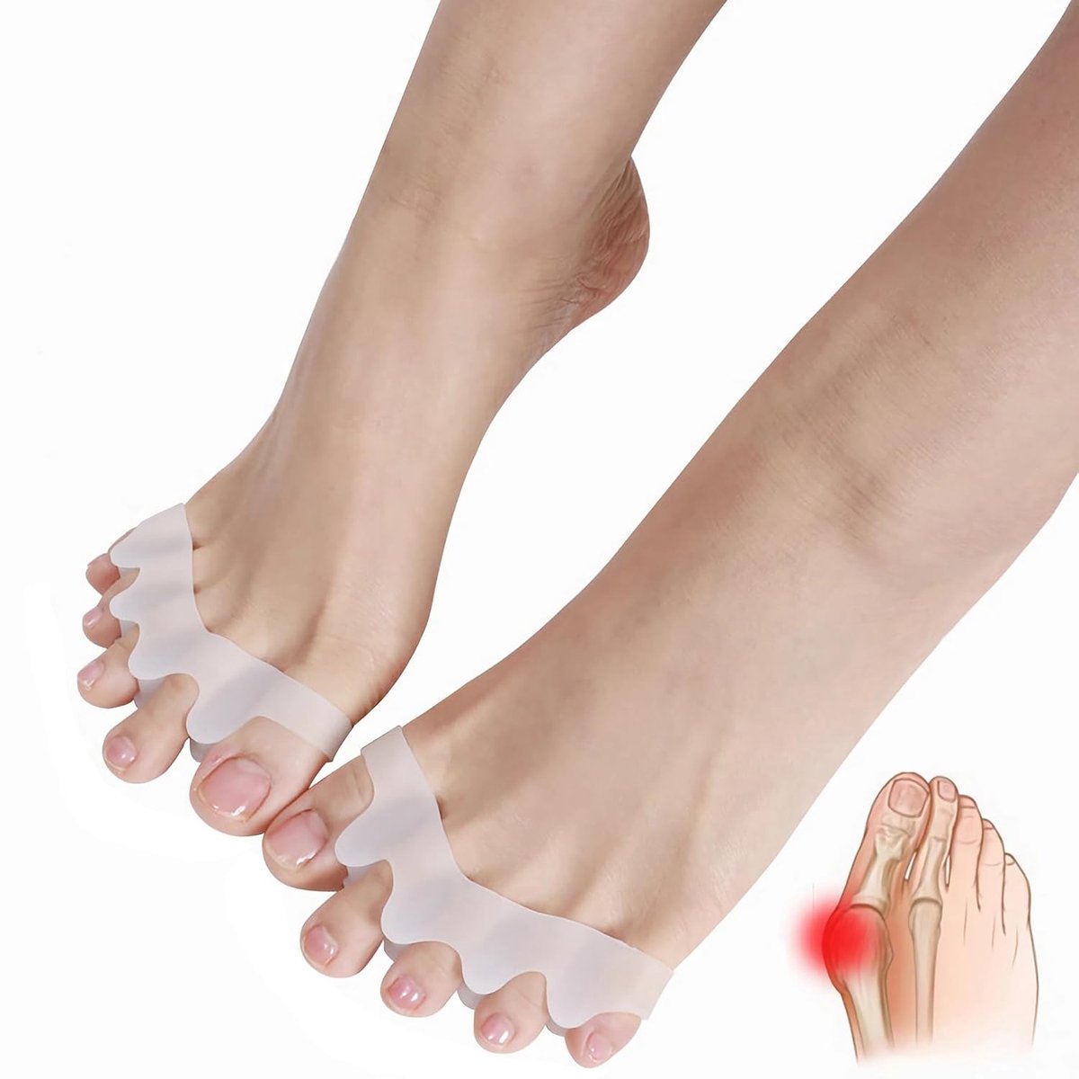 Hallux Valgus Corrector Wit Unisex Sokken Siliconen met Antislip