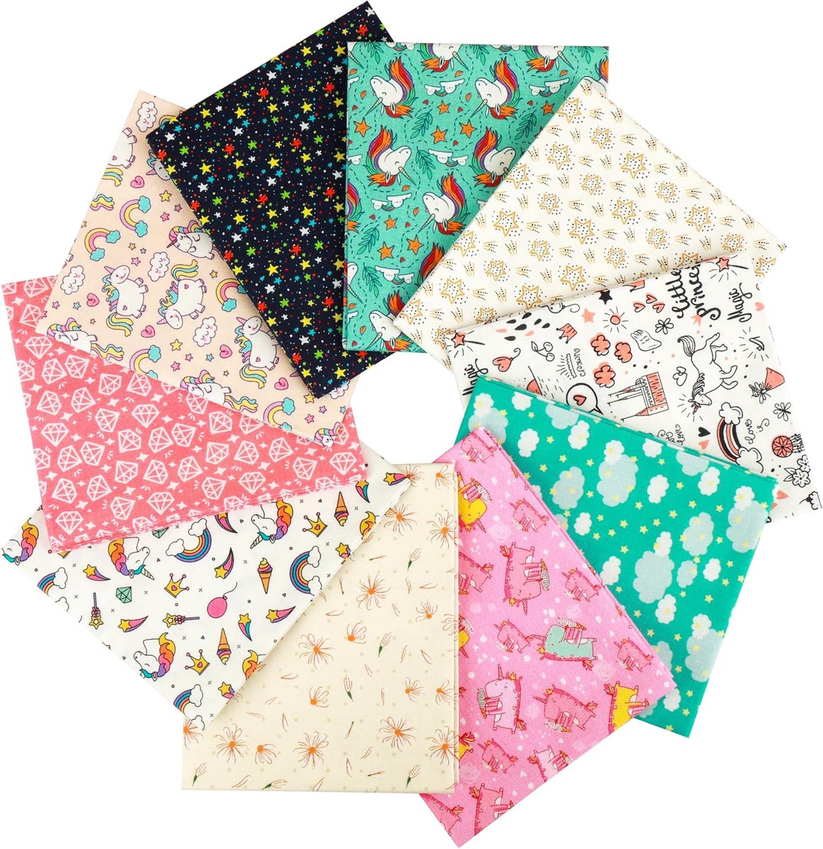 10 stuks 18”x21” (46x53cm) Fat Quarters Katoenen Stof - Gemiddeld Gewicht 145g - 100% Katoenen Stof voor Quilten, Naaien, Patchwork, DIY en Handgemaakte Kunst&Ambachten - Day Dreaming