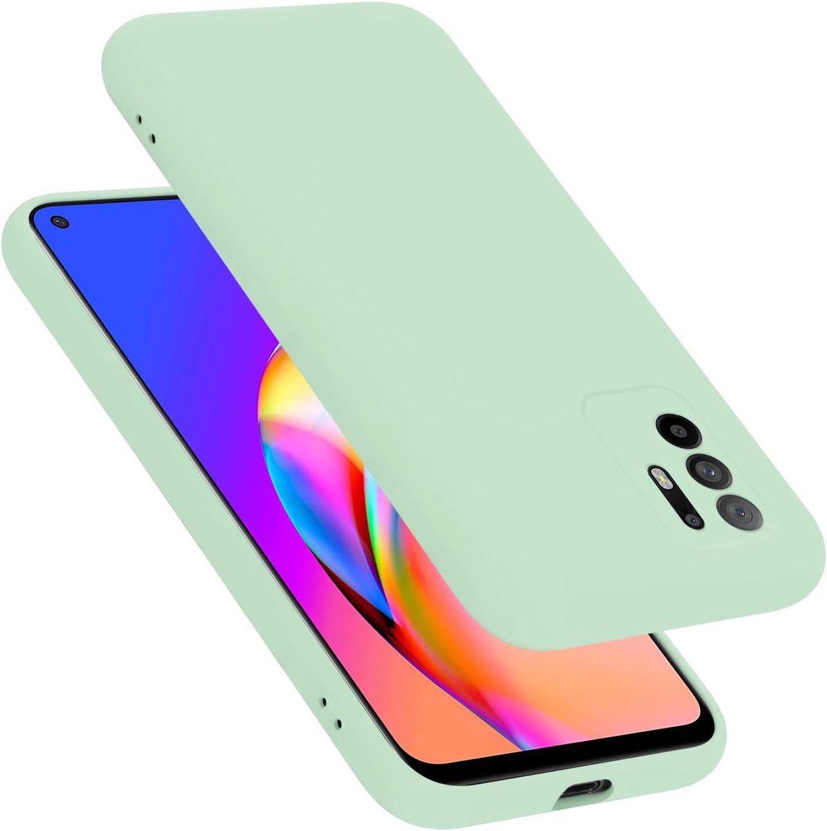 Liquid Silicone Hoesje compatibel met Oppo A94 5G, Siliconen Case voor A94 5G- Cover, Full Body, krasvast en stootvast dunne TPU beschermhoes - LIQUID LICHT GROEN