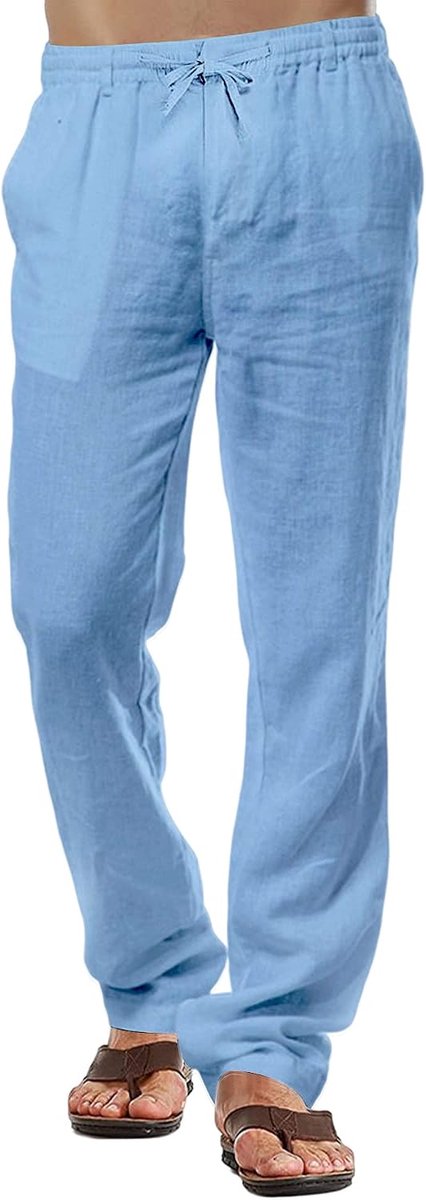 Herenbroek, casual katoenen broek, zomerstrandbroek, lichtgewicht broek met trekkoord