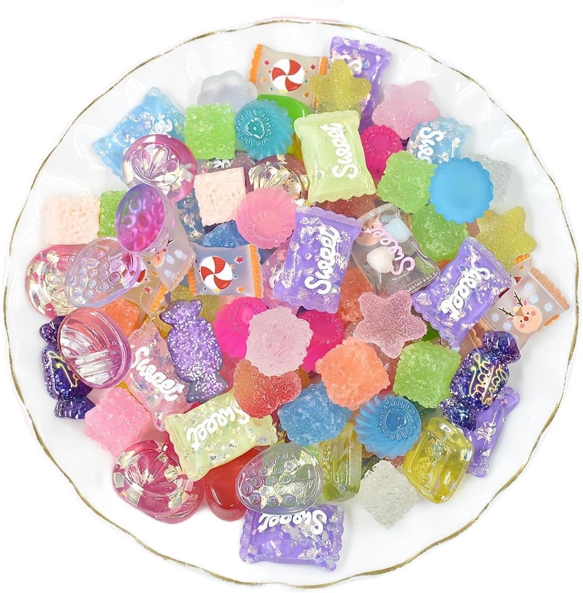 100 stuks Leuke Snoep Hars Bedels Kralen Gemengde Set Hars Plaksteen Maken Benodigdheden Voor DIY Ambacht Maken En Ornament Scrapbooking Kralen Diverse Snoep Fruit Taart Ornament