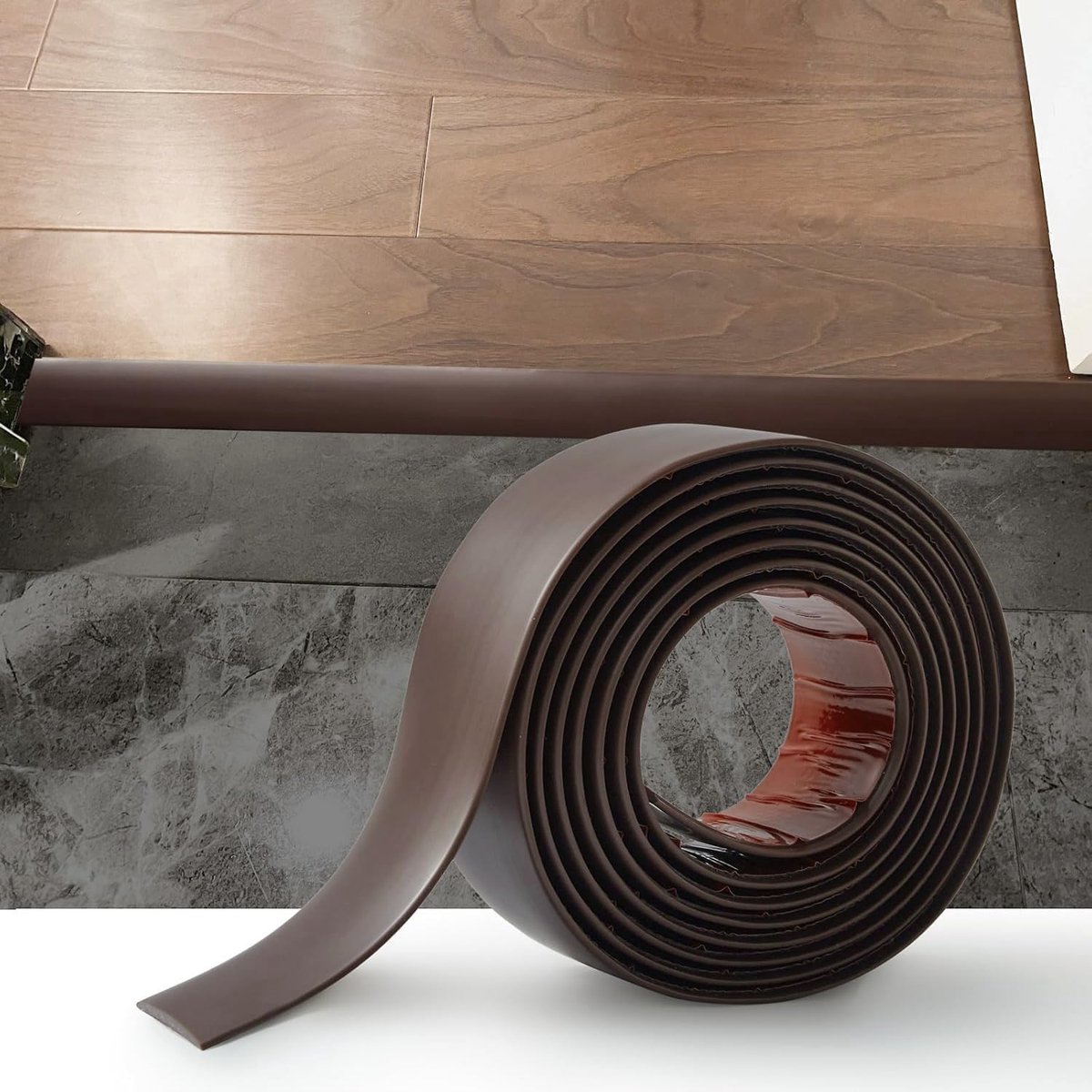 Drempel Overgangsstrip,Deur StripThreshold Bars,Zelfklevende PVC Vinyl Flooring Edge Trim,Vloer verbindende Strip,Tegel naar laminaat overgangsstrip,Donkerbruin(4cm,3Meter)