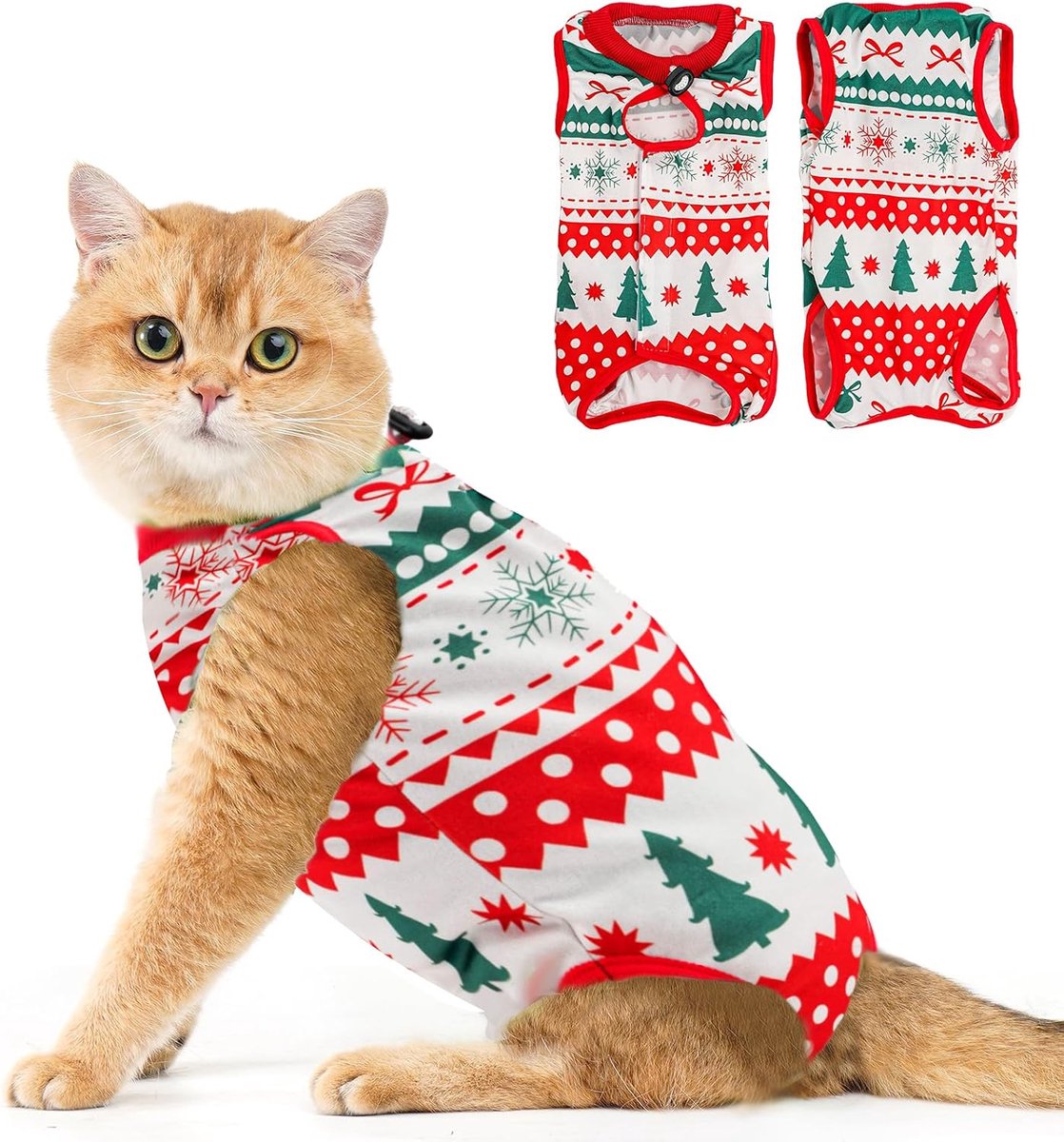 Body Kat na operatie, sterilisatie, herstelpak voor katten, anti-likken, bescherming na operatie, tegen huidziekten - Kerstmis (L)