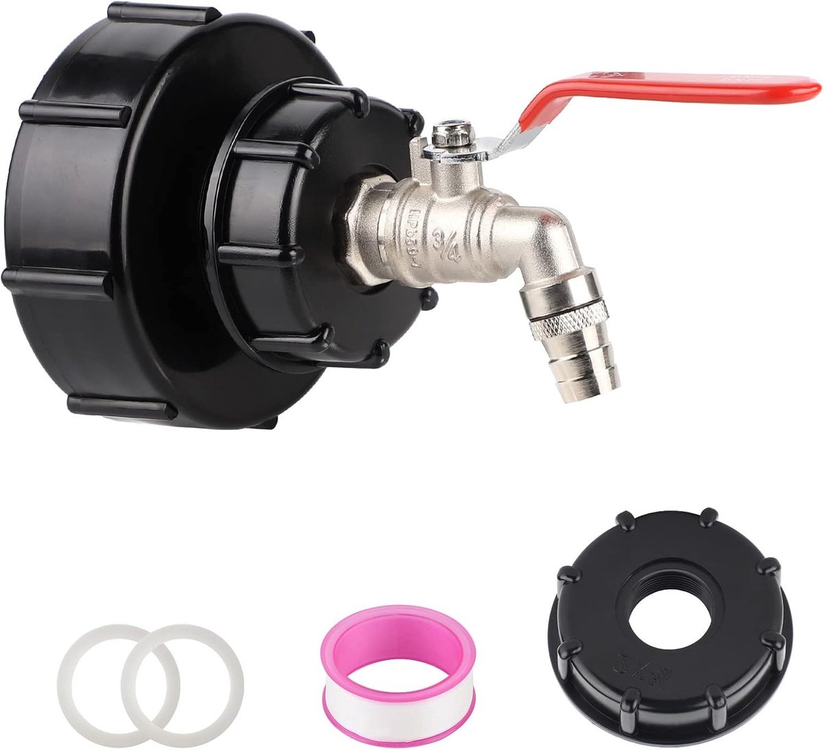 IBC Drain Tap voor Water Tanks - Coarse Thread Adapter met 3/4 Inch Slangaansluiting, Geschikt voor S100 x 8/S60 x 6, Ideaal voor Tuin en Waterbeheer