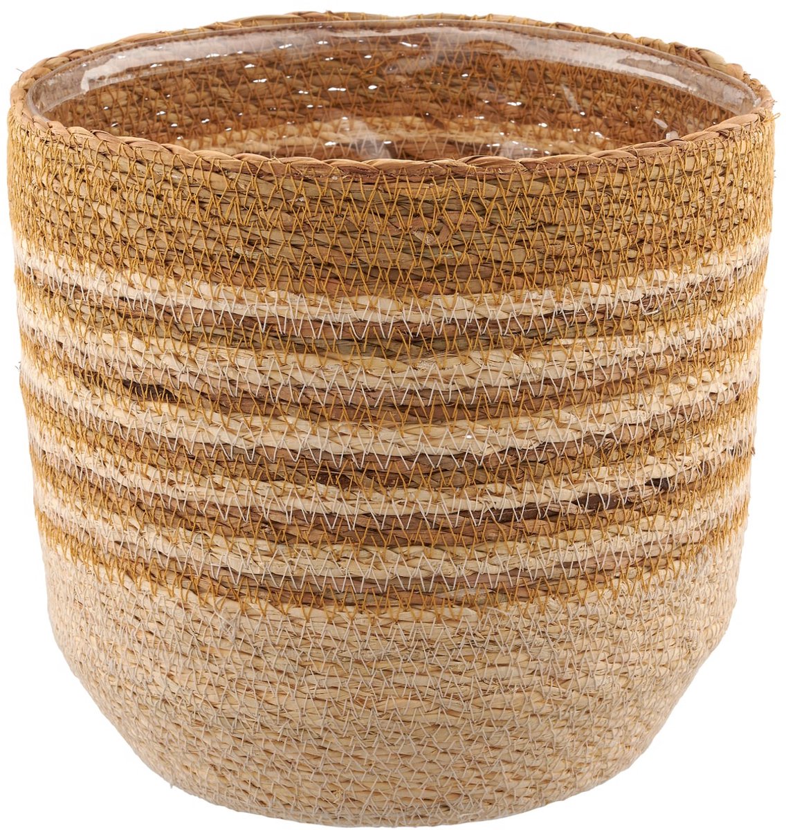 Gasper Creativ Home bloempot bruin en naturel 19,5 cm zeegras