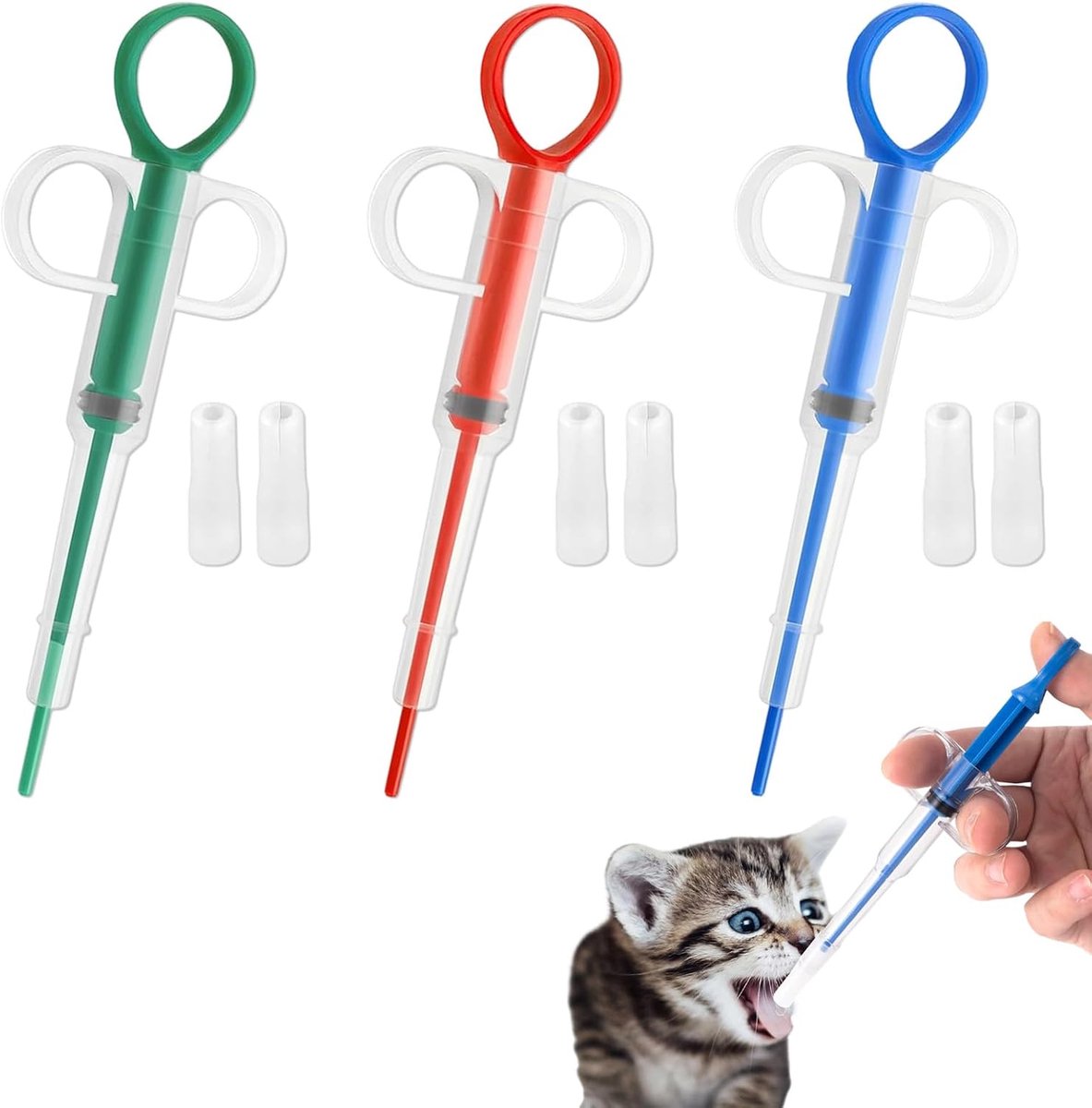 huisdier tabletten toedieningshulpmiddel 3 stuks pillenschieter siliconen tip katten honden universeel medicatie toediener dierenarts ergonomisch gebruiksgemak hygiënisch herbruikbaar