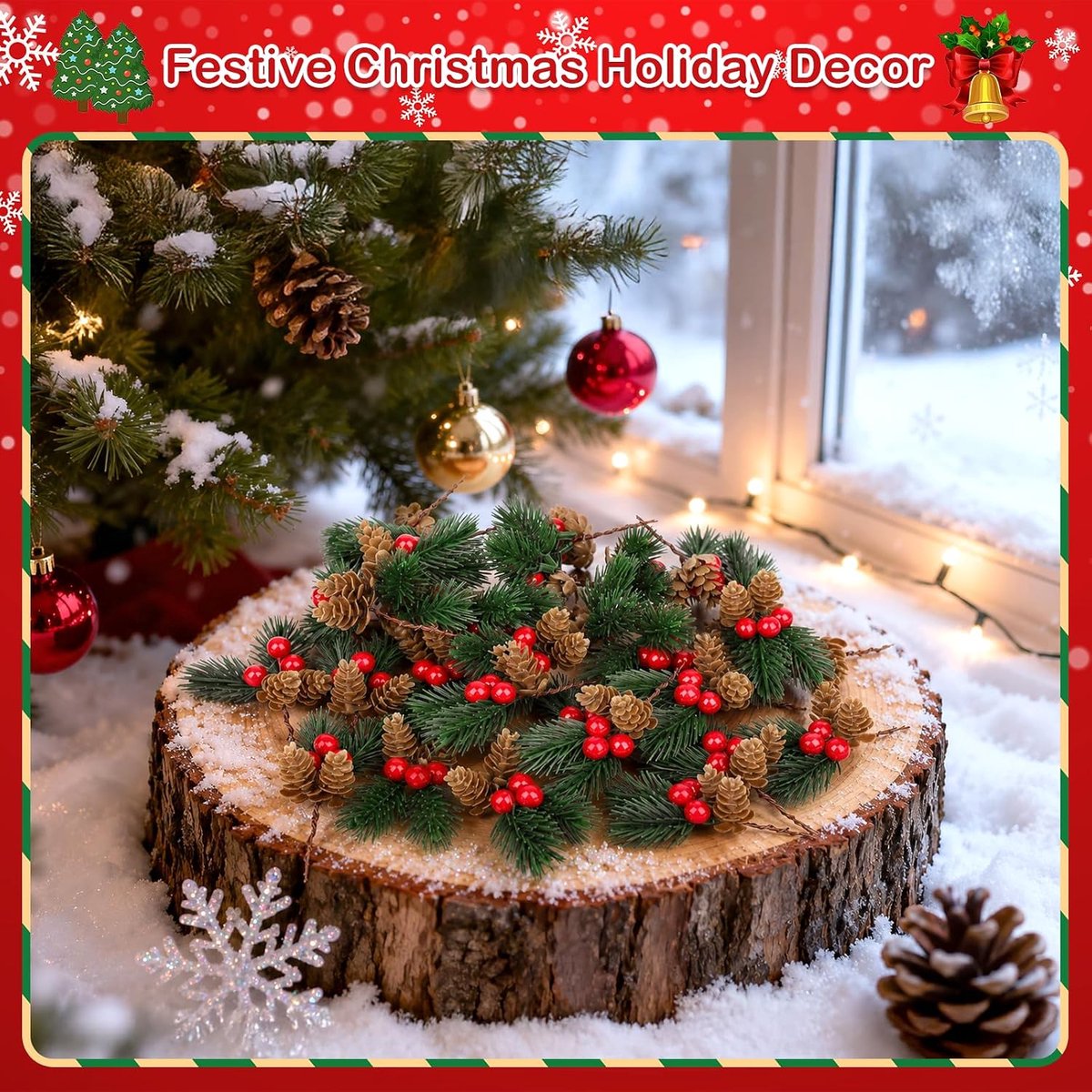 30 Stuks Kersttak Bessen - Tak met Hulst - Hulstbessen - Kersttakken - Diy Dennentakken Kerstdecoratie - Met Bessen en Dennenappels - Kerst Decoraties - Versieren Van Kerstkrans/Stukjes – foto 4