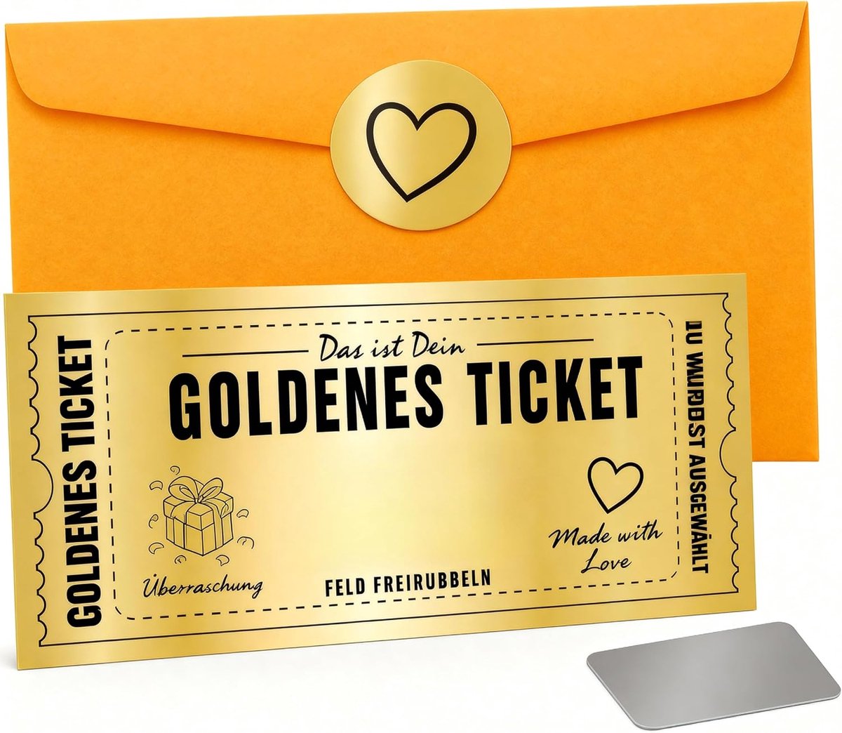 Kaart om zelf te beschrijven, gouden kaartje om zelf te beschrijven, creatief cadeau-idee, elegante krascadeaukaart voor verjaardag, verjaardag, Kerstmis, reisvoucher, bioscoopbon