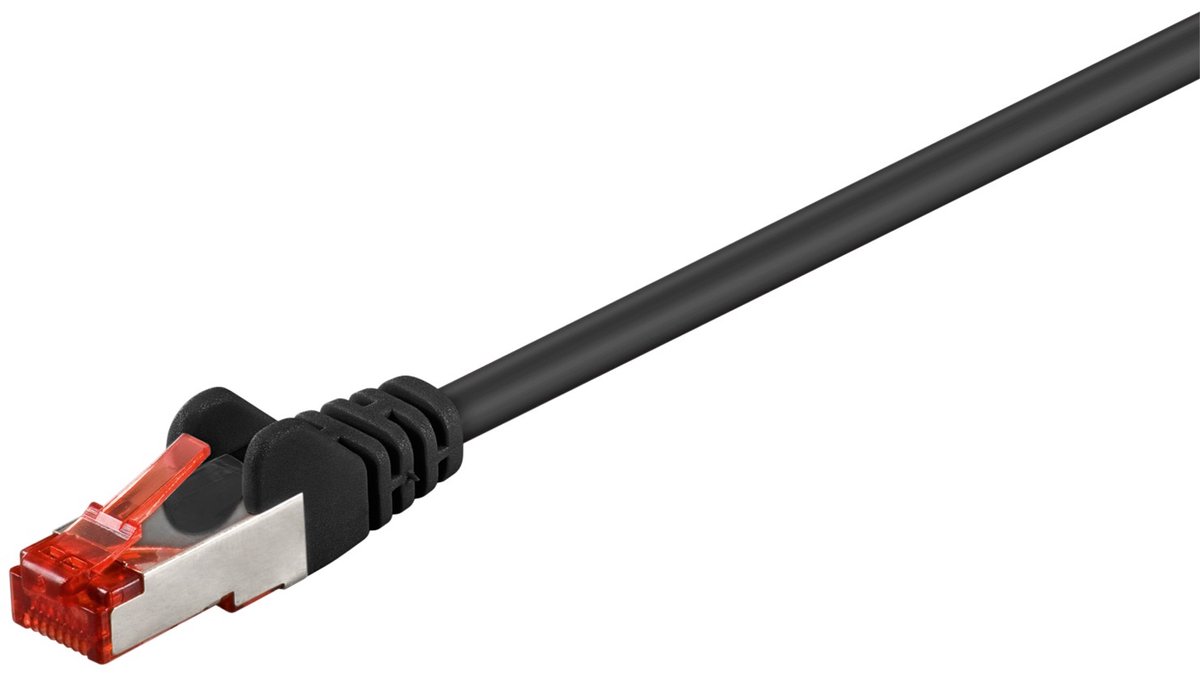 Image of Goobay CAT 6 netwerkkabel 0,25 m zwart, S/FTP met CCA-geleider, RJ45-connectoren met vergulde contacten, voor Gigabit Ethernet