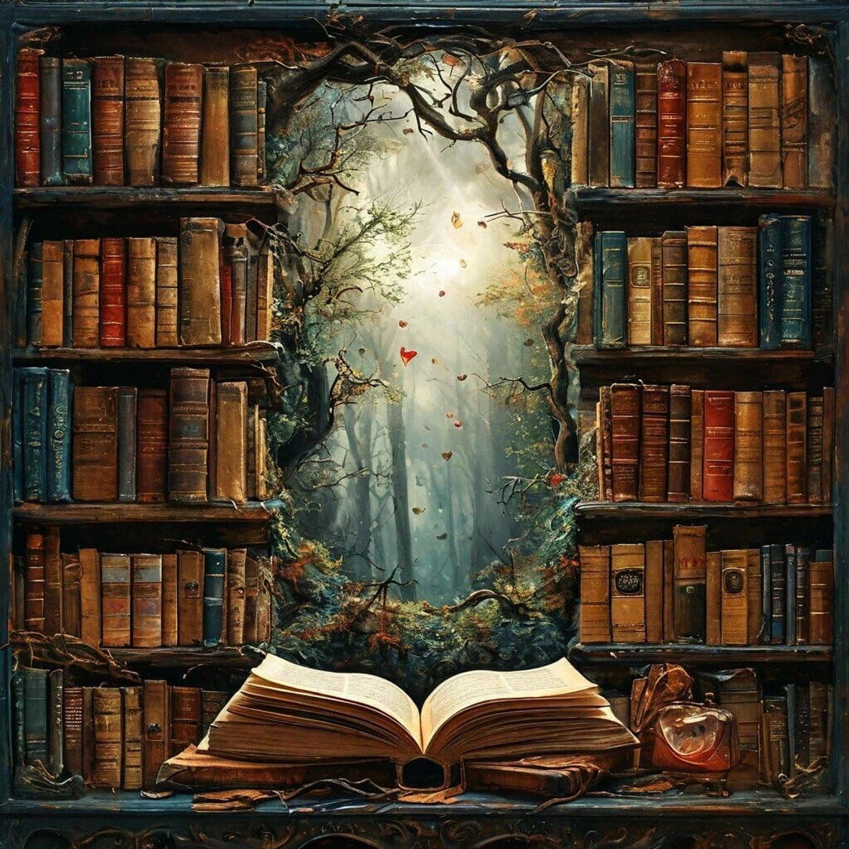 5D Diamond Painting Boekenplank Boekenbibliotheek Diamant Painting Foto's Volwassen Fantasy Diamond Art DIY Set Ronde Volledige Boor Diamantschilderij Wanddecoratie voor Thuis Woonkamer Slaapkamer