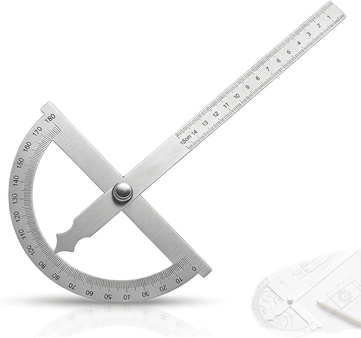 goniometer van roestvrij staal, duurzaam en draagbaar, glad oppervlak, ideaal voor doe-het-zelf, houtbewerking en productie (83 mm x 282 mm, zilver)