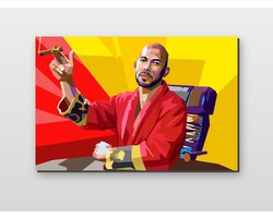 Andrew Tate Poster - Andrew Tate Pop Art - Top G - Tate met Sigaar - Pop - posters - formaat 70x50cm - DBS854 - 3mm DIBOND - Aluminium Plaat - Metalen Wandbord