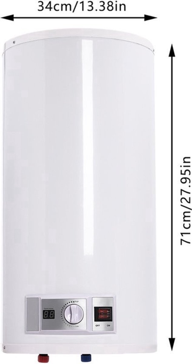 Elektrische Doucheboiler 2000 W - 50 Liter Inhoud - Wandmontage - Instelbare Temperatuur - Voor Huishoudelijk Gebruik