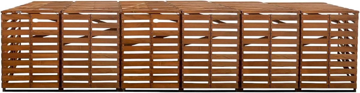 Containerombouw van geïmpregneerd vurenhout - 1/2/3/4/5x Kliko - Ombouw voor kliko's - Kliko ombouw - Containerberging - Bruin - Weersbestendig (Honingbruin, 431x80x118cm (6x))