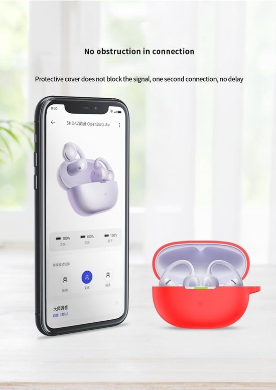 Compatibel met SHOKZ OpenDots Air, schokbestendige siliconen beschermhoes [zichtbare led voorkant] compatibel met SHOKZ OpenDots Air, donkerblauw — afbeelding 5